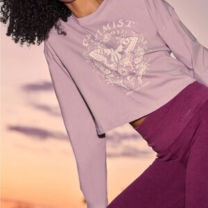 Spiritual Gangster Optimist Drew Cropped Long Sleeve – Orchid Moon | NWT